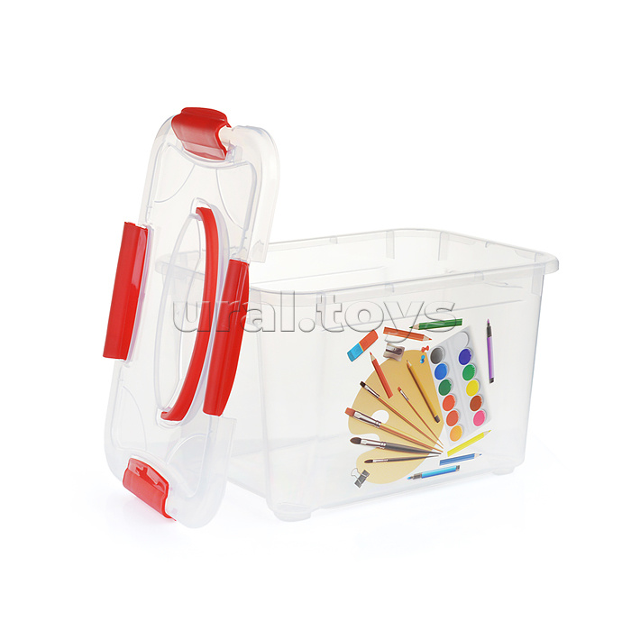 Коробка универсальная с ручкой и декором "Детское творчество" 283Х200Х170 мм, 5,5Л (бесцветный)