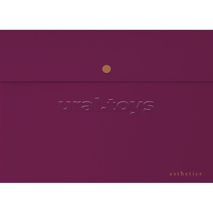 Папка-конверт на кнопке "Esthetics" A4 (320x235 мм) 350 мкм, фактура "soft-touch" индивидуальная упаковка, непрозрачная бургунди