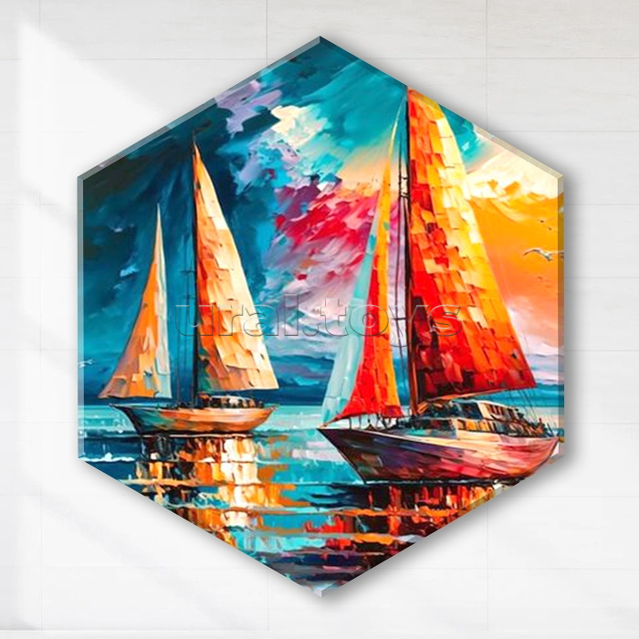 Картина по номерам 37х32 "Парусники на закате" с поталью Гексагон (28 цветов) Картина по номерам 37х32 "Парусники на закате" с поталью Гексагон (28 цветов)