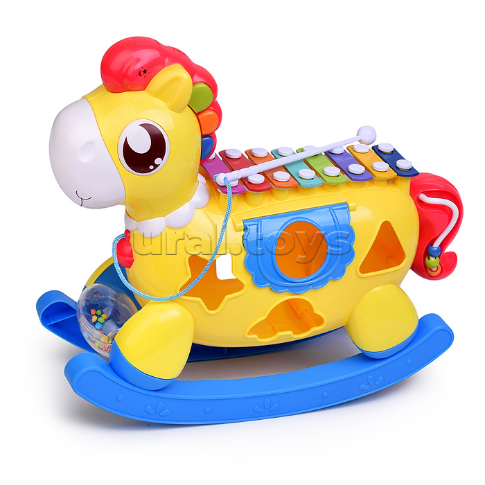 Сортер-металлофон "Лошадка" (цвет желтый) в коробке