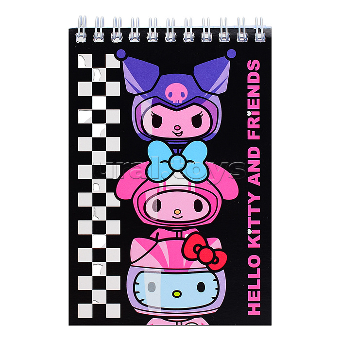 Блокнот "Hello Kitty and friends" формат А6, 60 листов, на гребне, целлюлозный картон