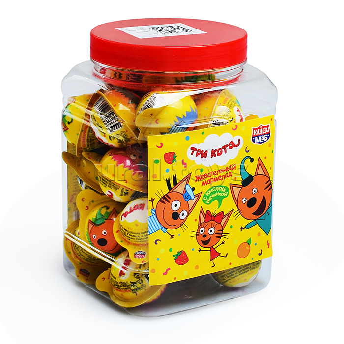 Жевательный мармелад c кислой начинкой круглый "Три кота" вкус ассорти 10 г*30 шт