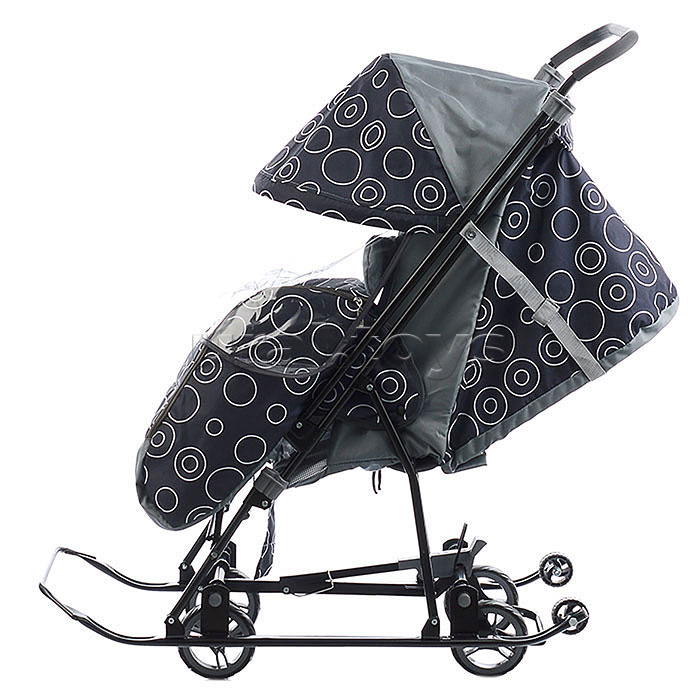 Санки-коляска Снежинка универсал-1 (круги на черном) Санки-коляска Снежинка универсал-1 (круги на черном)