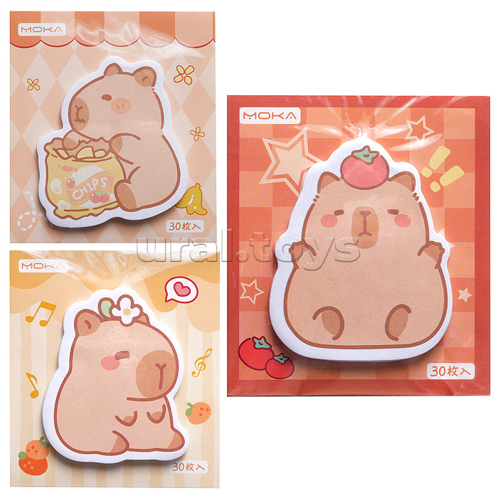 Бумага для заметок клейкая "Капибара" 7,5х8 см, 30 листов