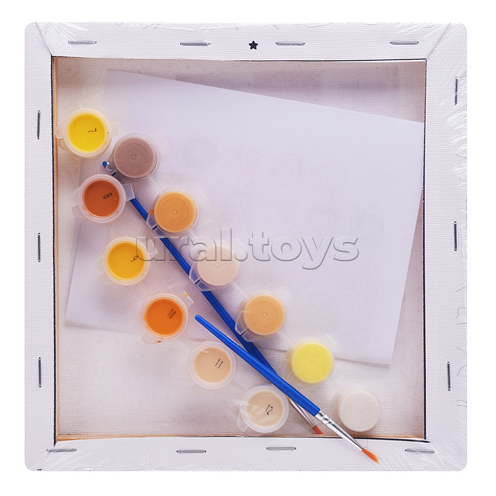 Картина по номерам "Киса с уточками" 20х20см