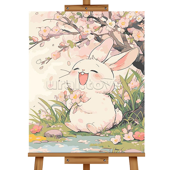 Картина по номерам "Весёлый зайчик" 30*40 см, (цветной холст)