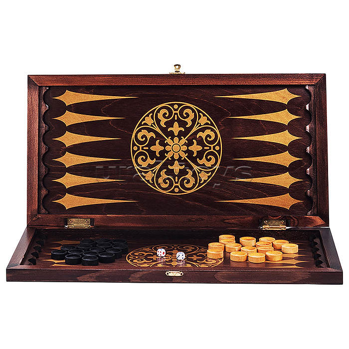 Нарды средние венге, рисунок золото "Круговой орнамент" (480*240*40)