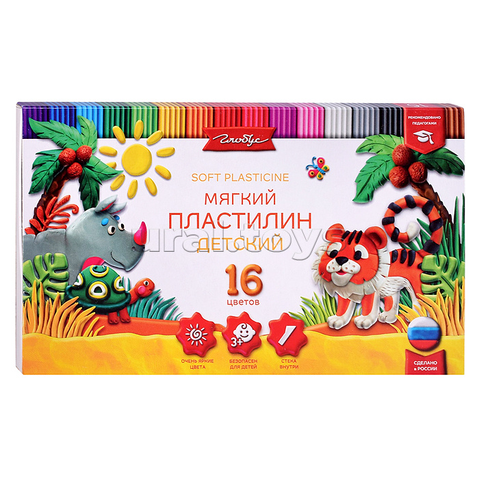 Пластилин детский повышенной мягкости, 16 цв.