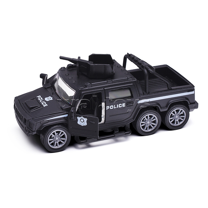 Чёрная инерционная служебная машинка Пикап die-cast,1:32, открывающиеся двери