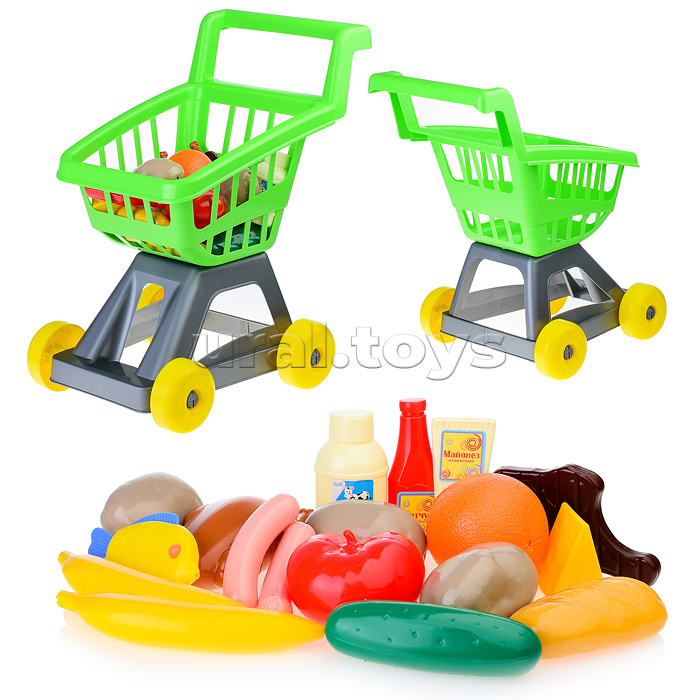 Тележка для супермаркета с продуктами