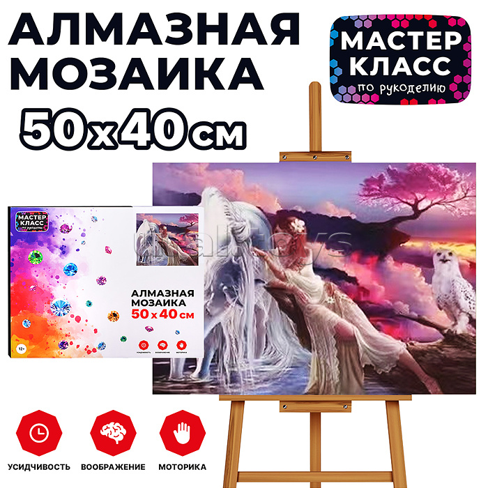 Мозаика алмазная "Девушка с белой лошадью" 40*50см.
