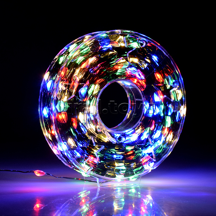 Электрогирлянда Роса 50м, 500 ламп, зеленый провод, цветная