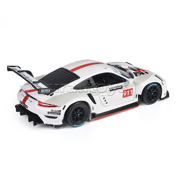 Гоночная машинка die-cast Porsche 911 RSR, 1:24, белая, открывающиеся двери