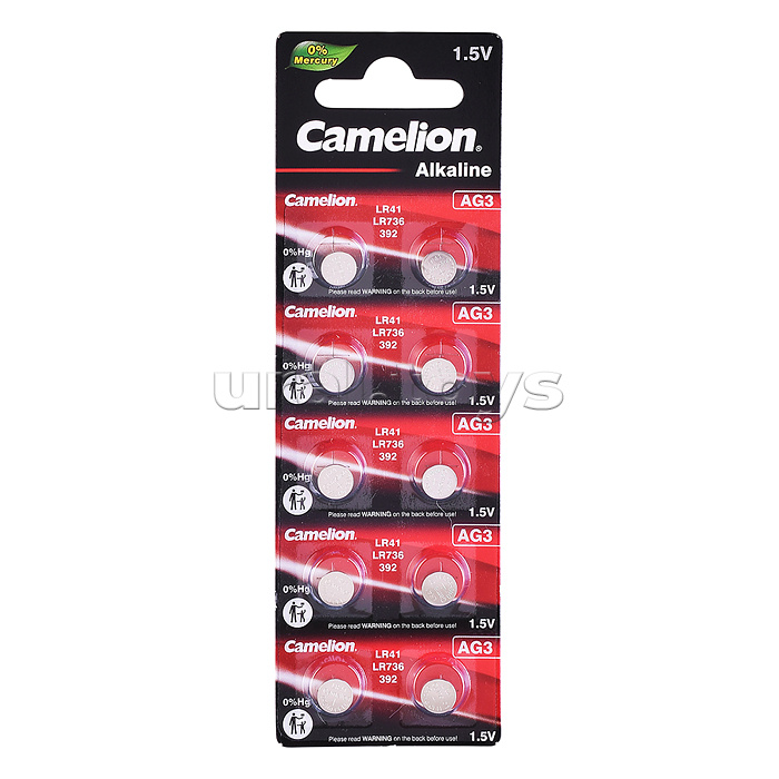 Элемент питания Camelion AG3-BP10(%Hg)AG3 392 BL10