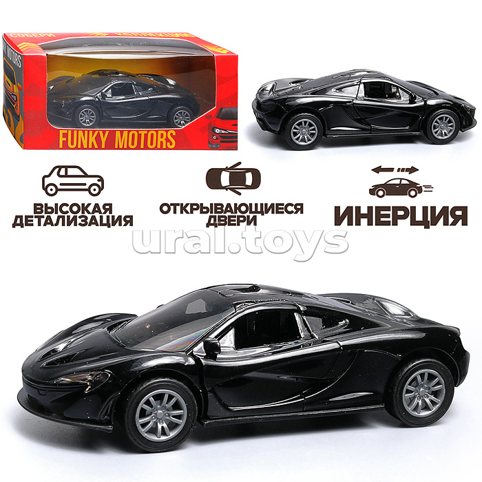 Чёрная инерционная машинка вид А die-cast , 1:32