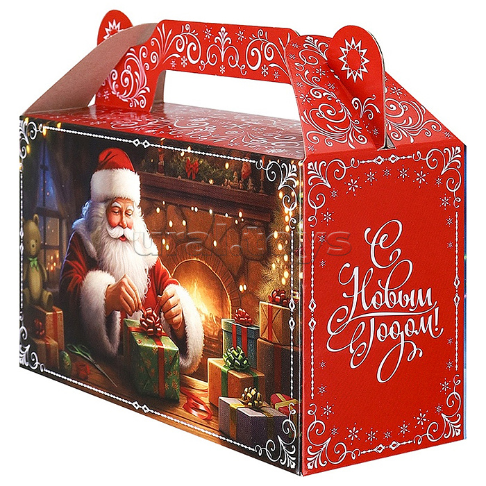 Коробка для конфет "Дед Мороз везет подарки" 500г Коробка для конфет "Дед Мороз везет подарки" 500г