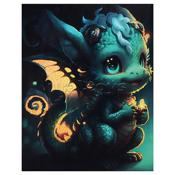 Картина по номерам 15х20 "Маленький дракон" с поталью (16 цветов)