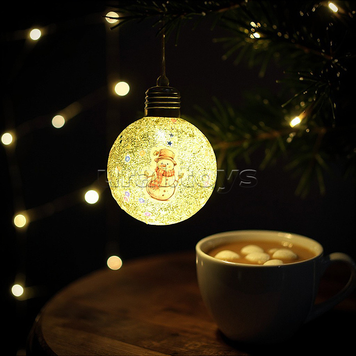 Новогоднее украшение "Снеговичок" светящийся (8см)