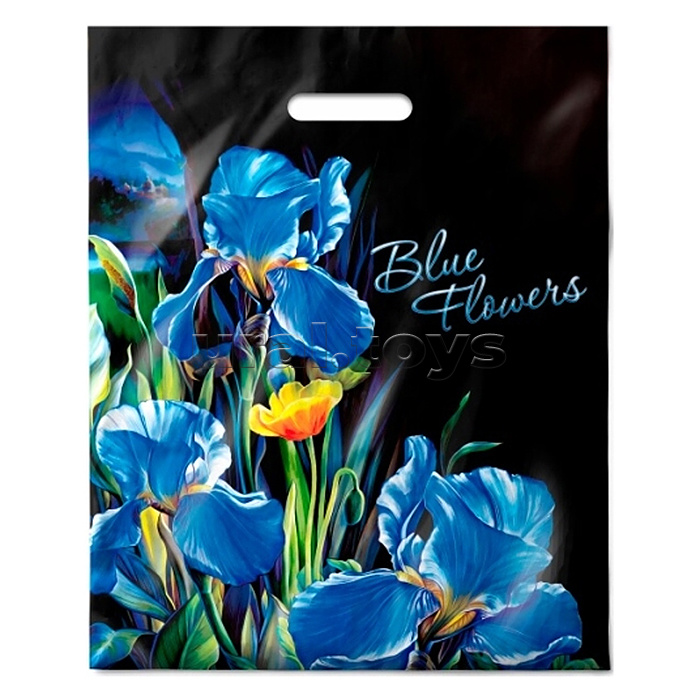 Пакет ПЭ с вырубной ручкой 38х47, 60мкм "Ирисы" ламинированный