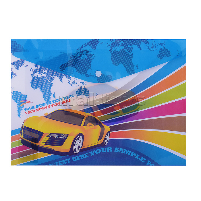 Папка канцелярская Car, 26х36 см, на кнопке, пластиковая, плотность 160 мкм, 2 дизайна в ассортименте