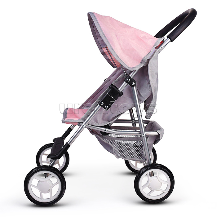 Коляская кукольная металлическая, с корзиной, столиком и козырьком