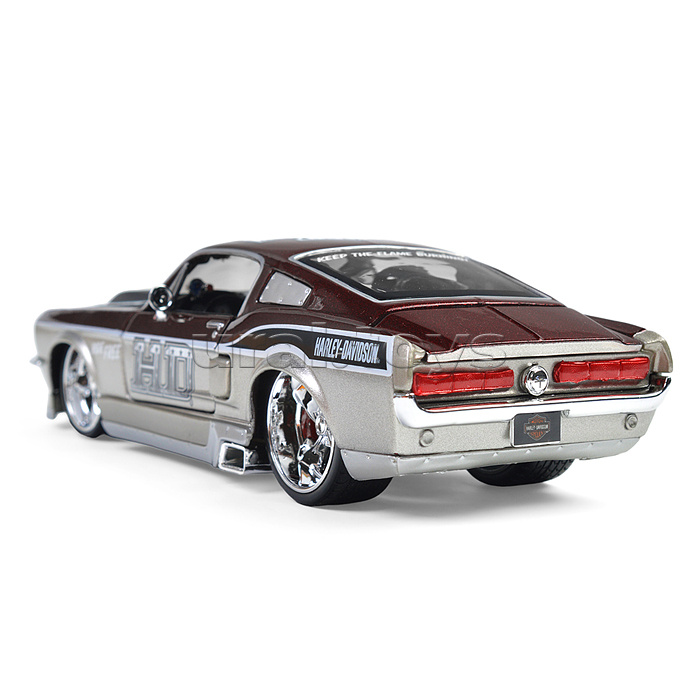 Кастомизированная машинка die-cast Harley-Davidson 1967 Ford Mustang GT, 1:24, чёрно-оранжевая