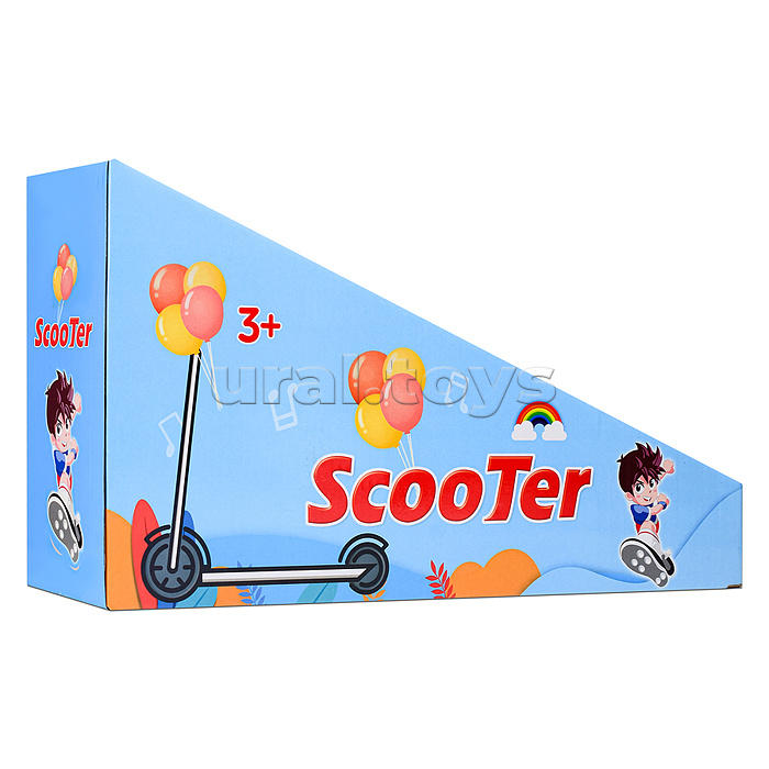 Самокат 3-х кол., коричневый, PU, в коробке