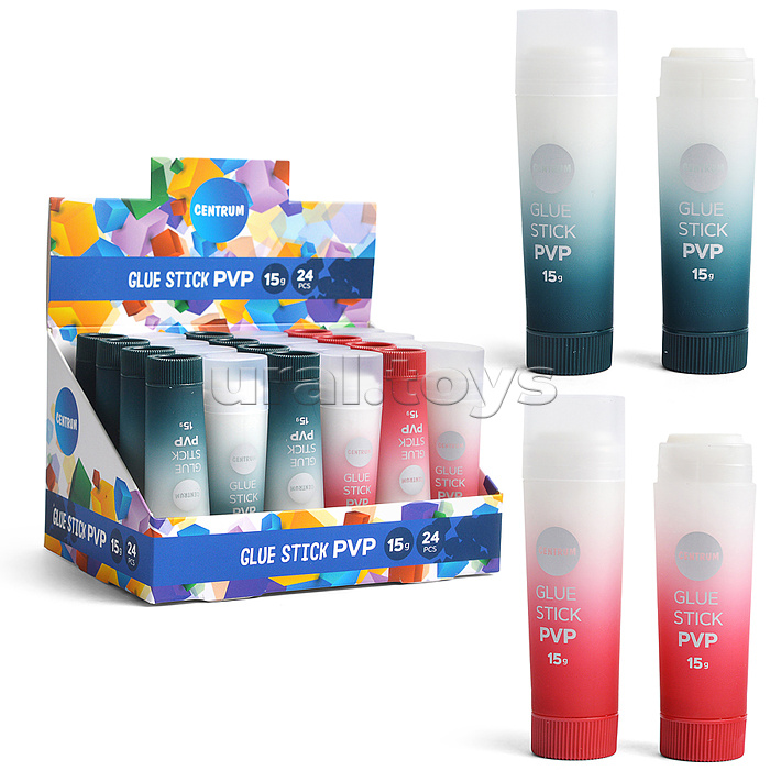 Клей-карандаш ПВП 15 г треугольный в дисплее