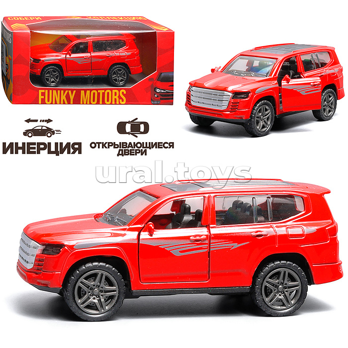 Красная инерционная машинка die-cast , 1:32, с люком