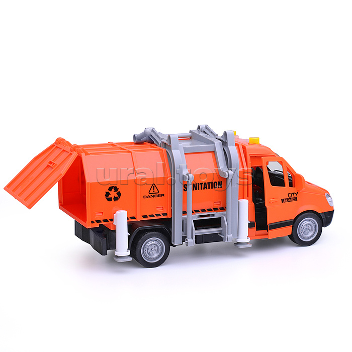 Машина "Городская служба" (свет, звук) на батарейках, в коробке (цвет оранжевый)