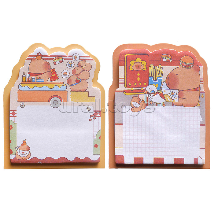 Блок для записей с клеевым краем "Капибара" 30 л. 70х90 мм, 4 дизайна в ассортименте