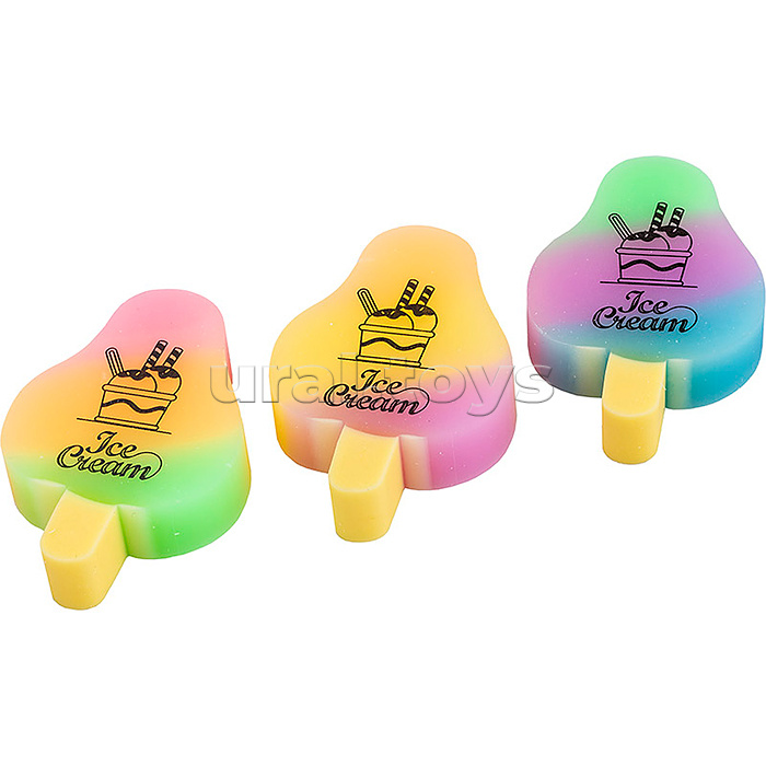 Ластик из синтетического каучука "Ice cream" 54х37х12мм в индивидуальном ПВХ-пакете, в дисплее