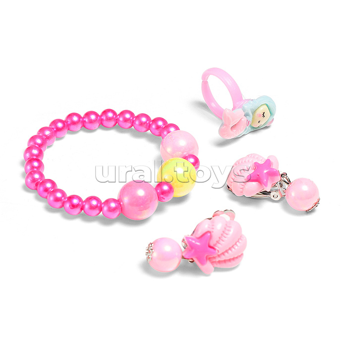 Набор украшений "Русалочка" (браслет, кольцо и клипсы) в пакете