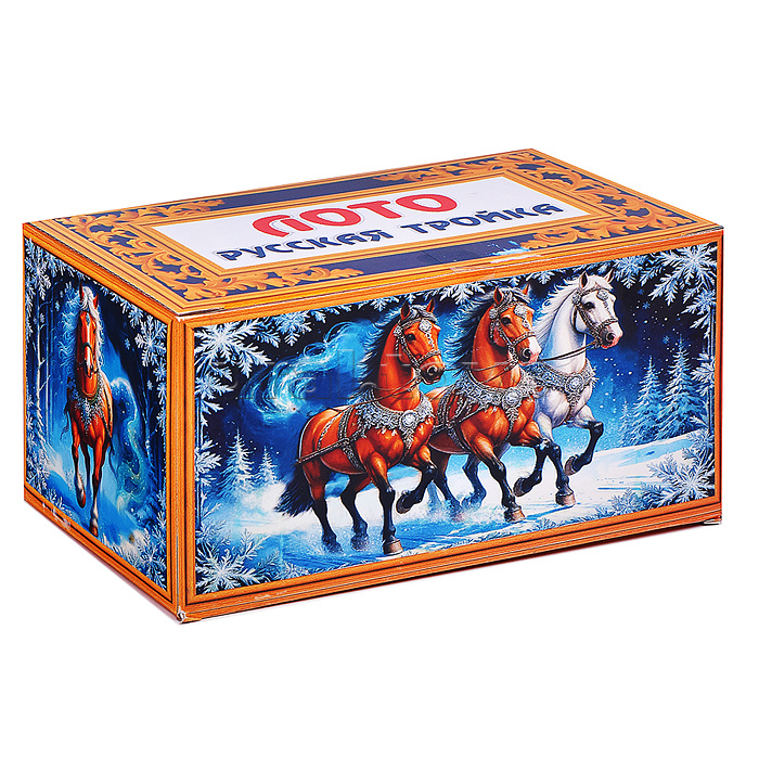 Лото "Русская троика" деревянное (дерево,картон) 90 боченков