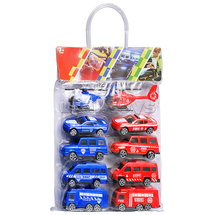 Набор машин "Полиция и пожарная служба" в пакете