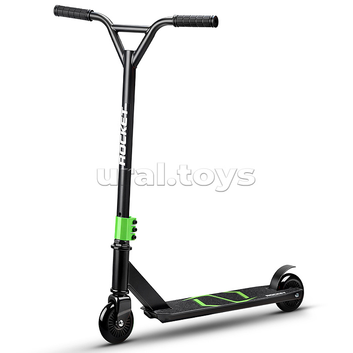 Самокат трюковый ROCKET,колеса PU/пластик 100 мм,ABEC 7, зеленый (в пакете)