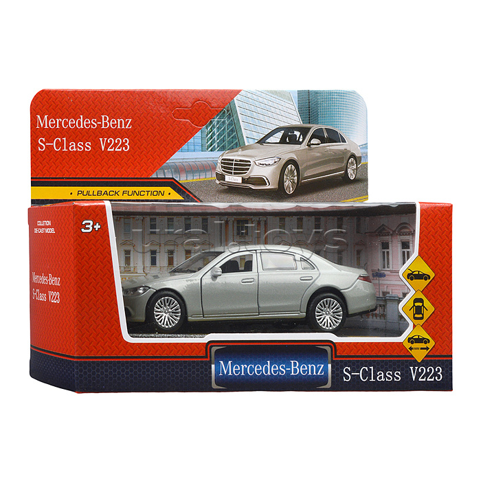 Машина металл Mercedes-Benz S-Class V223 12см, (дв, багаж, серебристый) инерц., в коробке