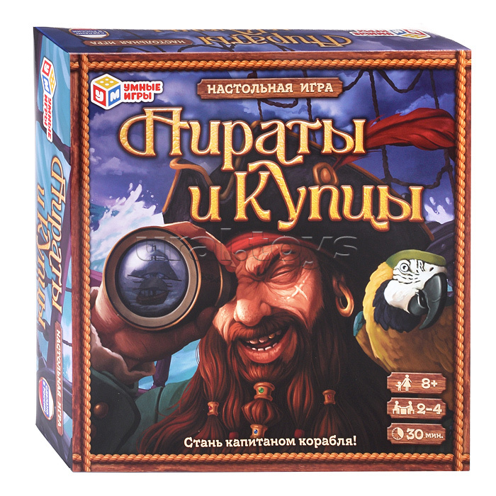 Настольная игра-ходилка квадрат "Пираты и купцы" 40 карточек