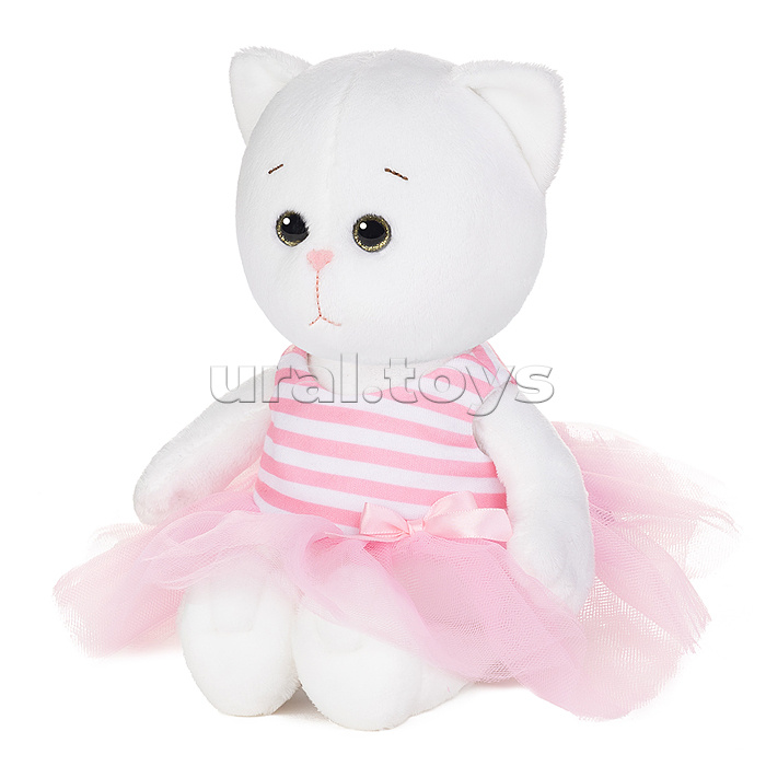 Мышель в полосатом розовом платье с бантиком, 20 см, в коробке