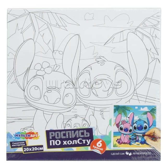 Холст для росписи 20*20 см "Семья стича"