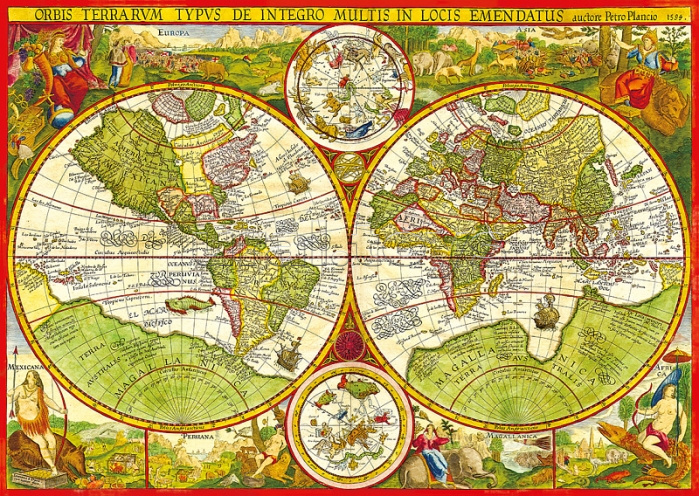 Пазл 1000 "Карта мира Планциуса. 1594"