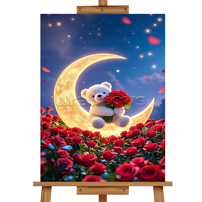 Мозаика алмазная "Мишка на луне" 20*30см