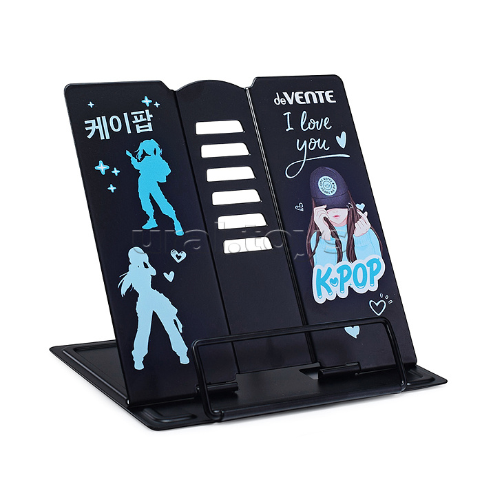 Подставка для учебников и книг "K-Pop Heartbeat" 15,4x15,2 см, металлическая окрашенная, вес 235 г, с противоскользящими ножками, с полноцветным рисунком, в пластиковом пакете с европодвесом