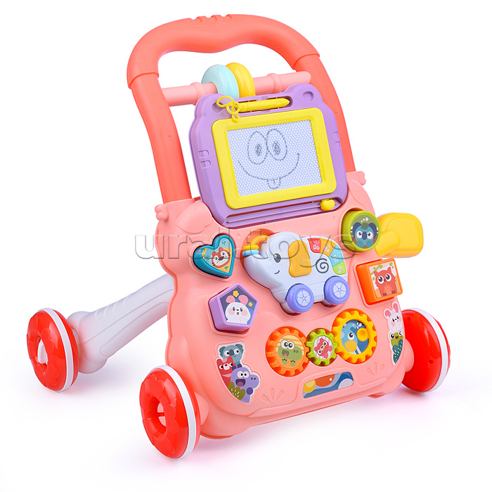 Игровой центр-Каталка "Веселый слоник" (цвет розовый) в коробке