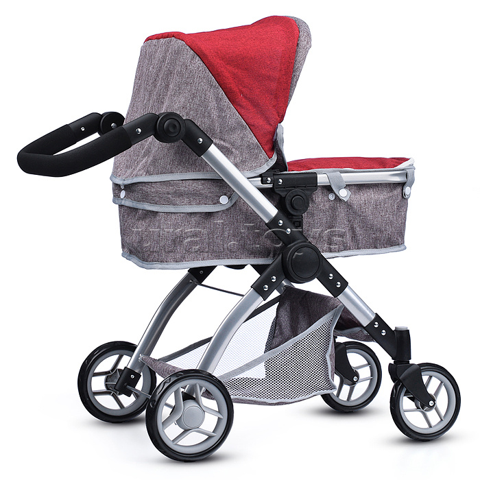 Коляска - трансформер 9620 для кукол, металлическая, регулируемая ручка, с корзиной, в пакете