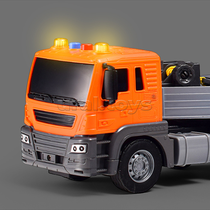 Машина "Тягачь" с вертолетом, 1:16 (свет, звук) в коробке