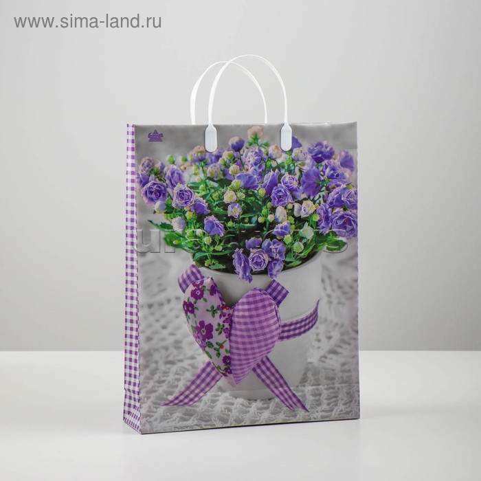 Пакет "Лиловое сердце" мягкий пластик (400х300х140)
