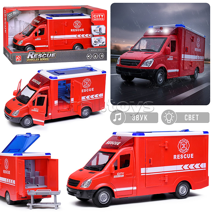 Машина "Rescue service" (свет, звук) цвет красный, в коробке