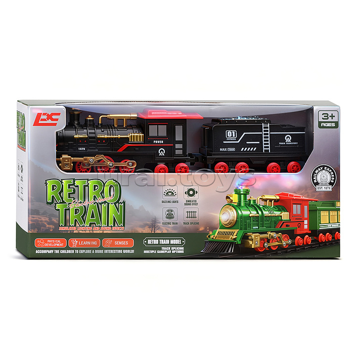 Железная дорога "Поезд и пути-3" (свет, распылитель) в коробке