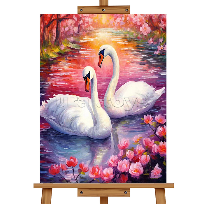 Набор для рисования "Картина по номерам 30*40 см. Лебеди"